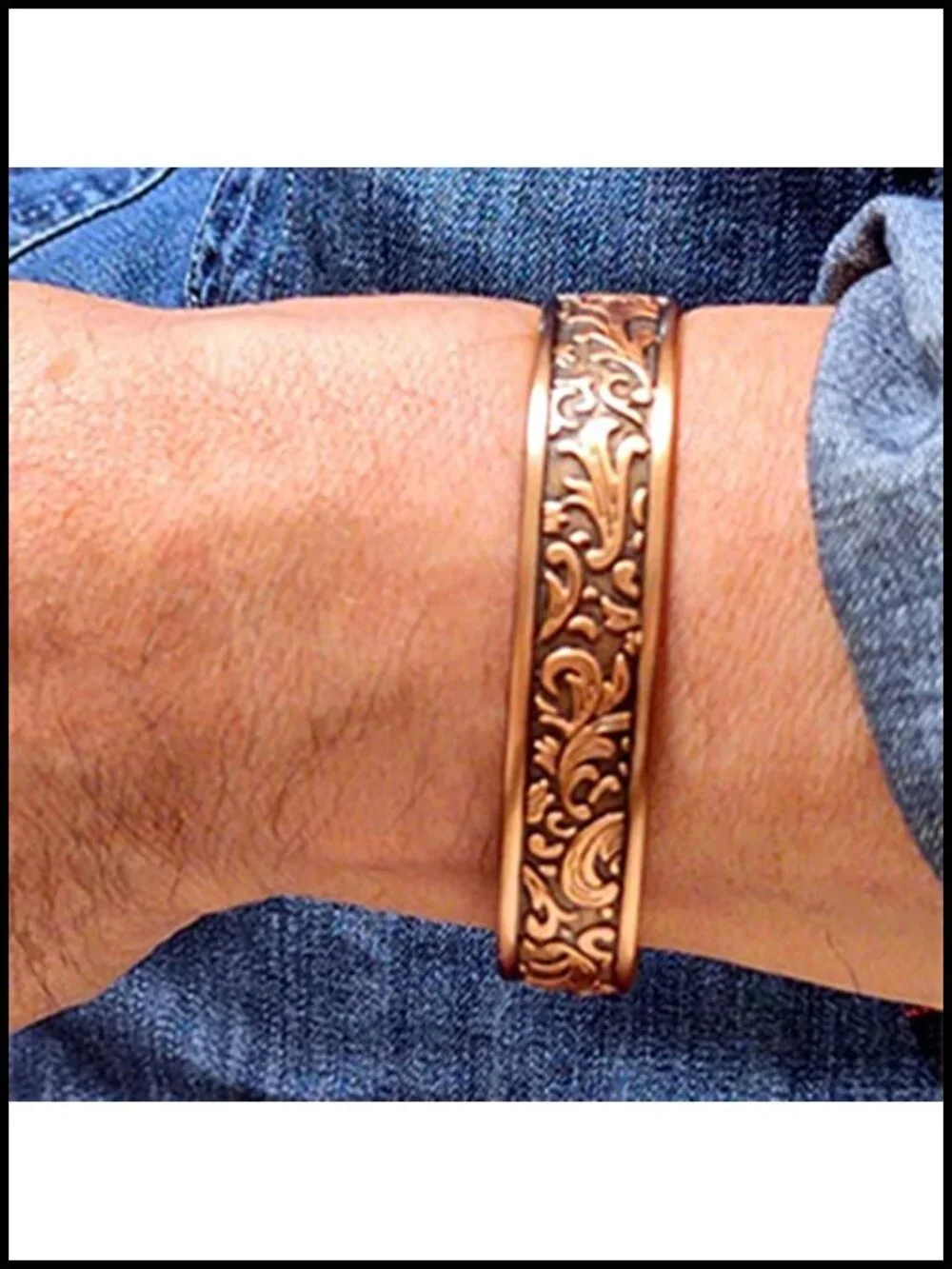 Ultra Strength Magnetic Copper Cuff Bangle, Adjustable Unisex Bracelet